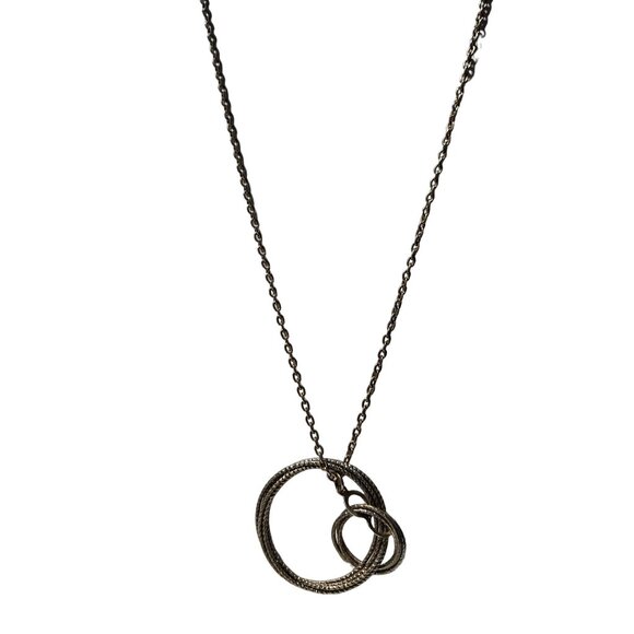 Elegant Vintage Gold Tone Double Circle Pendant Necklace Statement Fashion Women - Picture 1 of 5
